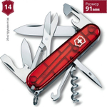 Нож Victorinox Climber, 91 мм, 14 функций, полупрозрачный красный