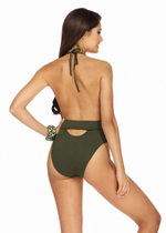 Совместный купальник с глубоким декольте (Размер: 80/40) (Цвет: хаки)