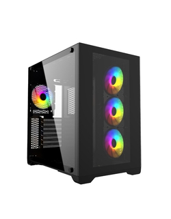 Powercase Vision Black, Tempered Glass, 4х 120mm 5-color fan, чёрный, ATX  (CVBA-L4)