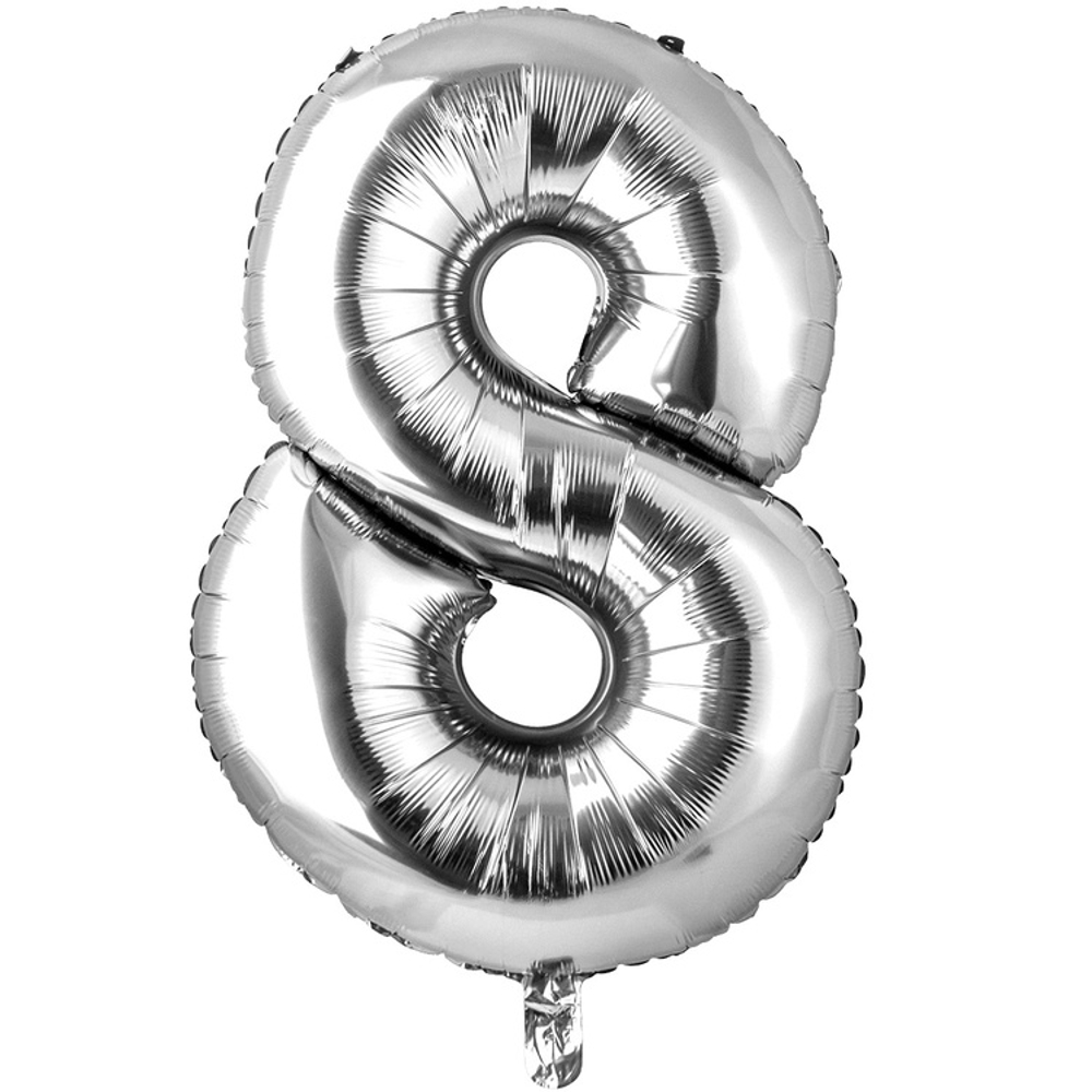 Шар фольгированный Цифра 8 66 см (Серебряный)
