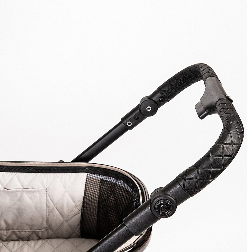 Детская коляска Peppy Tecla 3 в 1 с автокреслом First black Stone Chrome Edition (Бежевый)