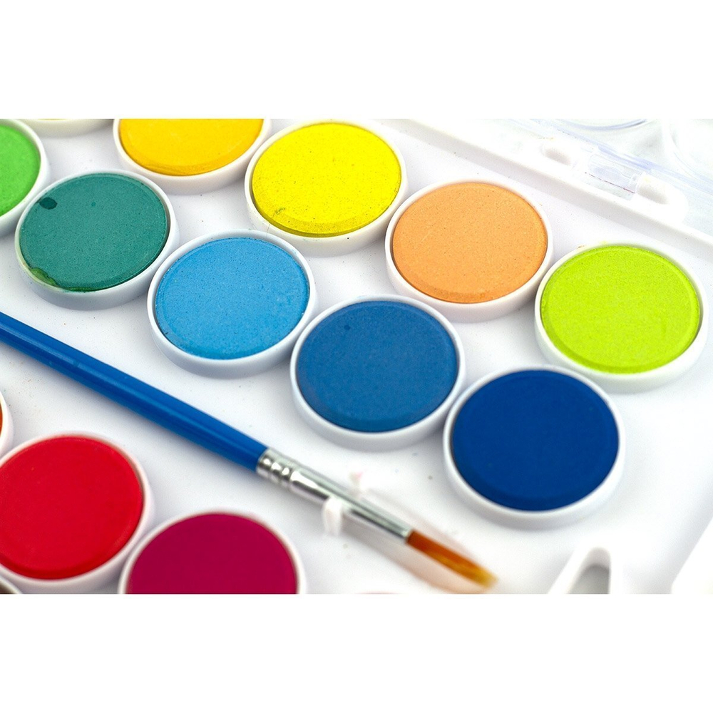 Акварель Yalong меловая, 24 цвета, с кистью, пластик. упаковка, "Animal"