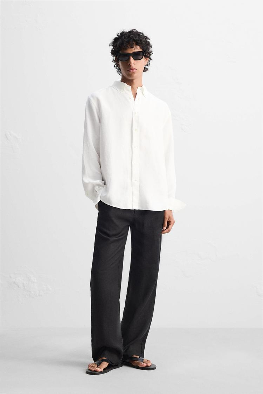 ZARA РУБАШКА ИЗ 100% ЛЬНА, БЕЛЫЙ