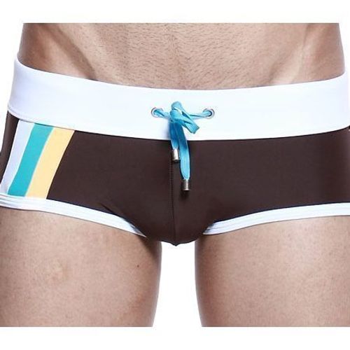 Мужские плавки хипсы коричневые с белым поясом Seobean Marine Hip Boxer