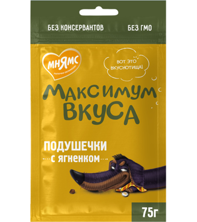 Мнямс Лакомство для собак «Максимум вкуса» Подушечки с ягненком 75гр.