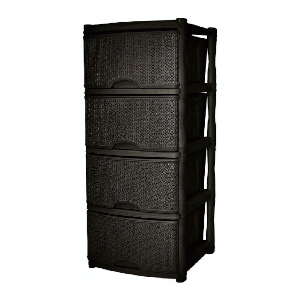 Комод Keeplex Rattan четырехсекционный 48х41х94,5см темный каштан