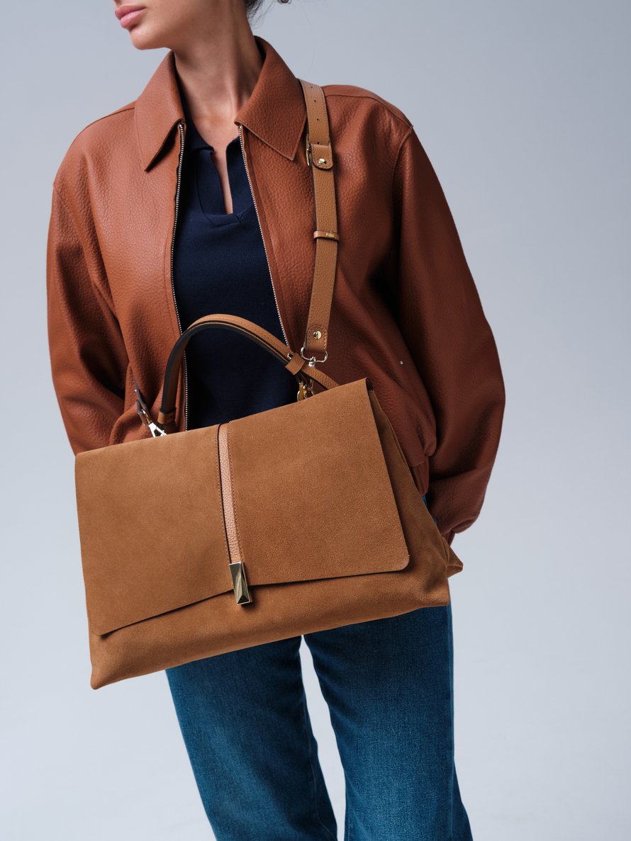 Замшевая сумка сэтчел Colette DBR 31349 светло-коричневый