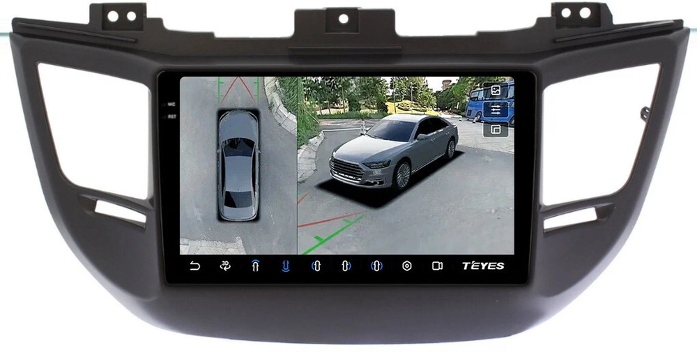 Магнитола для Hyundai Tucson 3 2015-2018 (без штатной КЗВ, рамка черная) - Teyes CC3-2K монитор 9.5" 2K QLED на Android 10, ТОП процессор, CarPlay, 360, 4G SIM-слот