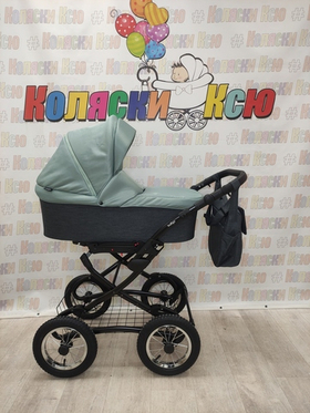 Коляска модульная Indigo Charlotte Sity Classic 12" cs 02 (т.серый+шалфей)