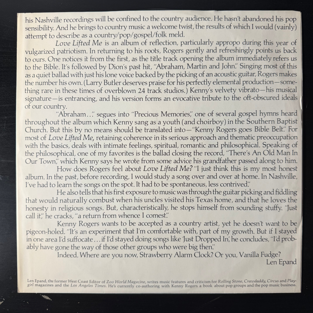Kenny Rogers ‎– Love Lifted Me (США 1976г.)