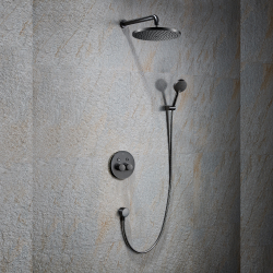 Комплект встраиваемой душевой системы Black&White Universe с термостатом Gun Metal (U7566GM)