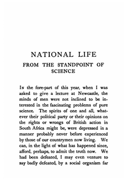National Life from the Standpoint of Science. An Address Delivered at Newcastle, November 19, 1900 | Karl Pearson