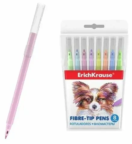 Фломастеры 8 цветов Pastel ErichKrause Fibre-Tip Pens 56085