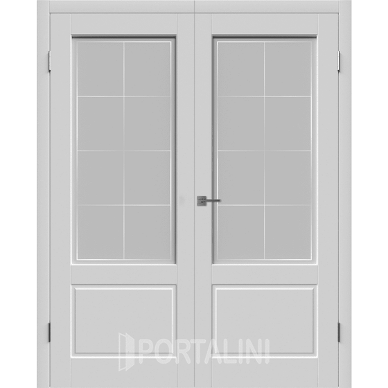 Купить Распашная двустворчатая эмаль VFD Sheffield Cotton серая остеклённая
