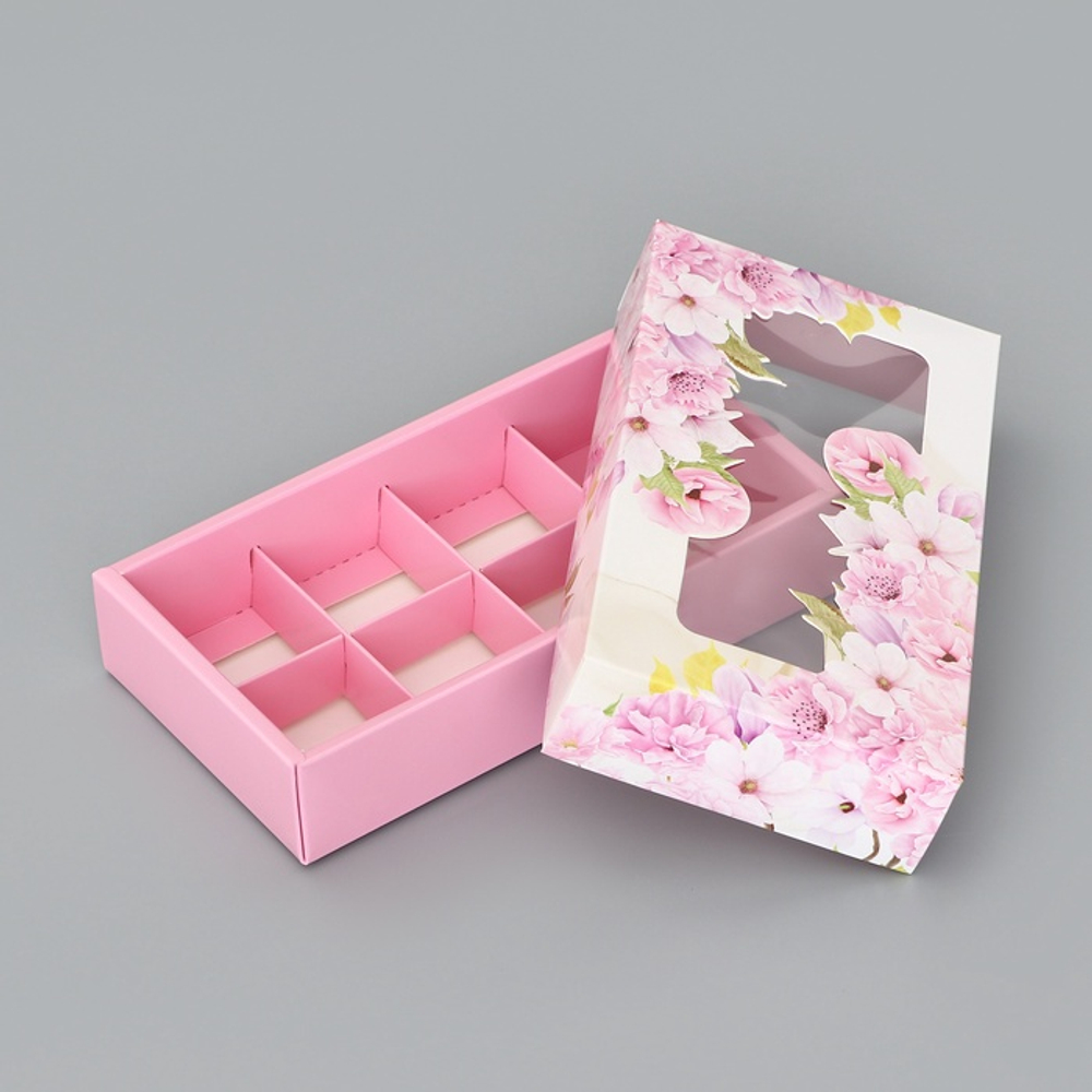 Коробка для 8 конфет «Цветочки», 9.8×17.7×3.5 см