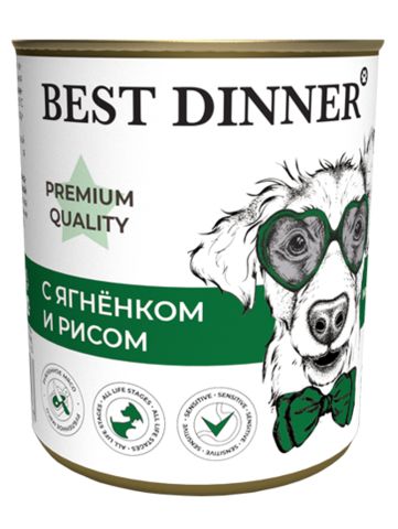 Best Dinner Premium Меню №5 консервы для взрослых собак и щенков с 6 мес (ягненок с рисом) 340 гр