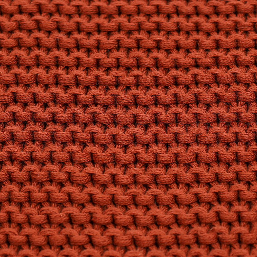 Плед из хлопка жемчужной вязки терракотового цвета из коллекции essential, 130х180 см