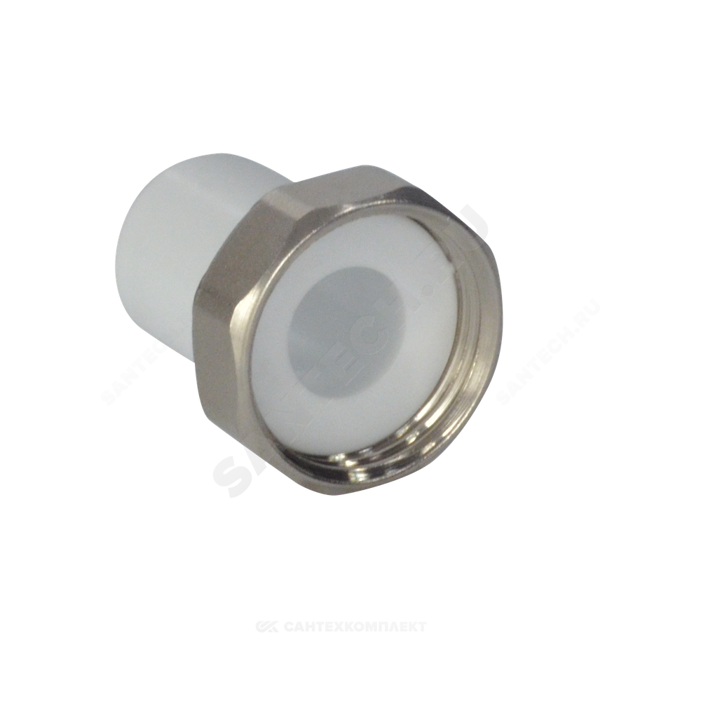 Штуцер PP-R комбинированный белый Дн 25х1" с накидной гайкой VALFEX 10135025