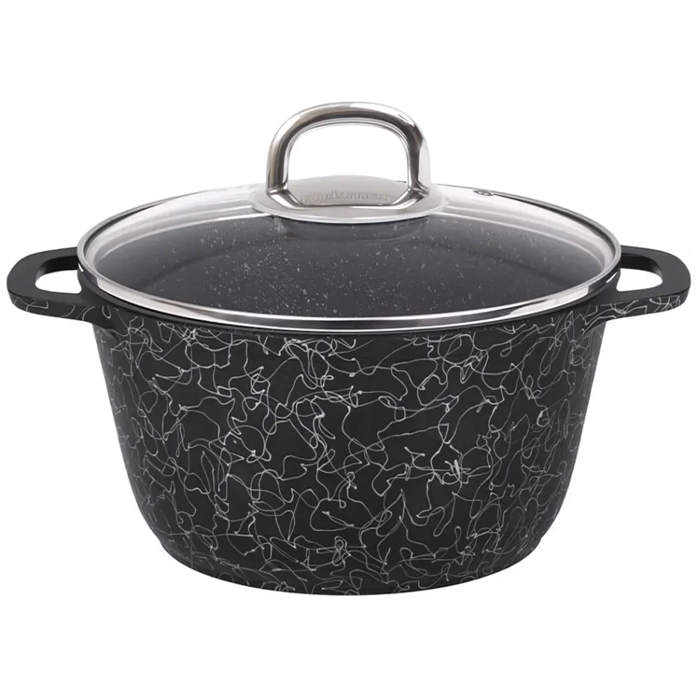 Кастрюля 3,5л «Грация» (черный/серебро) со стеклянной крышкой кчс35а