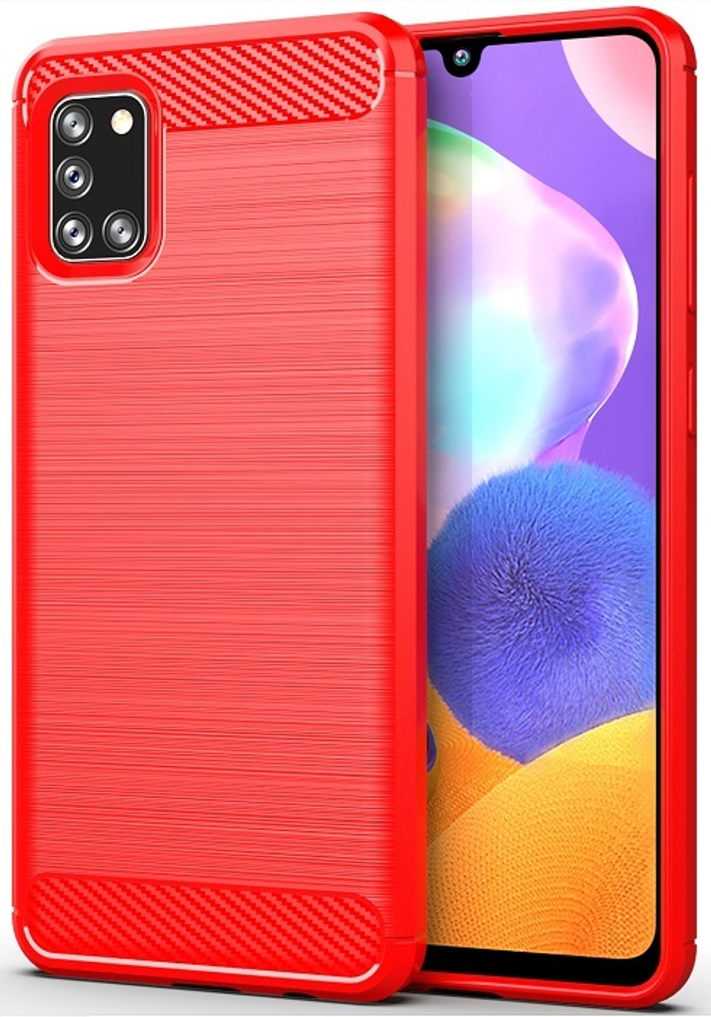 Чехол красного цвета для Samsung Galaxy A31 , серия Carbon от Caseport