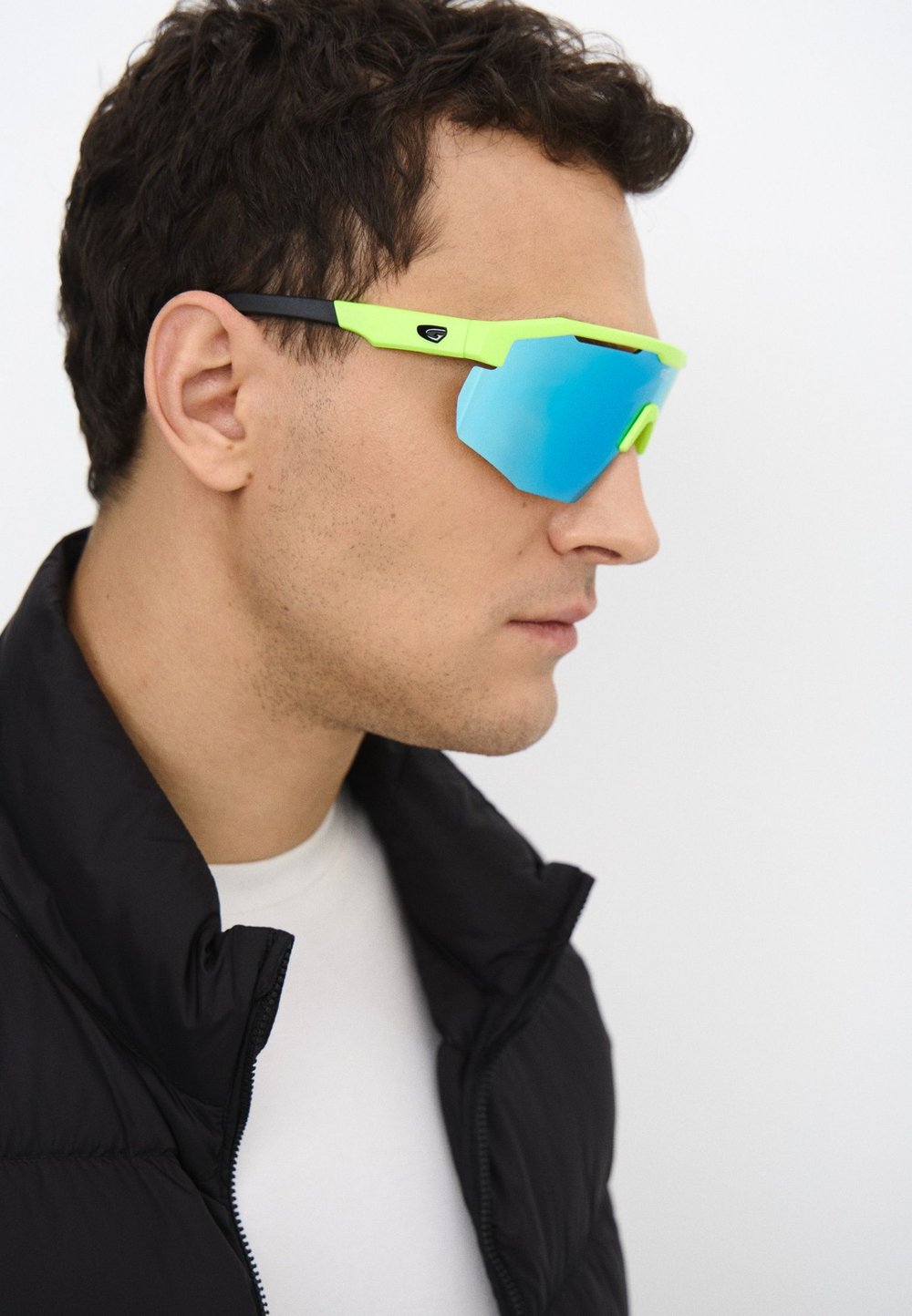 Спортивные очки с диоптриями GOG Argo / Matt Neon Green-Black / White-Blue Lens