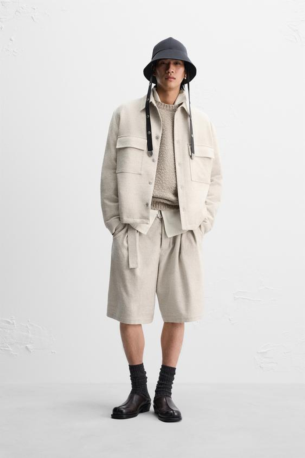 ZARA X NANUSHKA ШОРТЫ-БЕРМУДЫ, ЭКРЮ