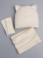 Шапка для девочки осенняя с митенками и снудом