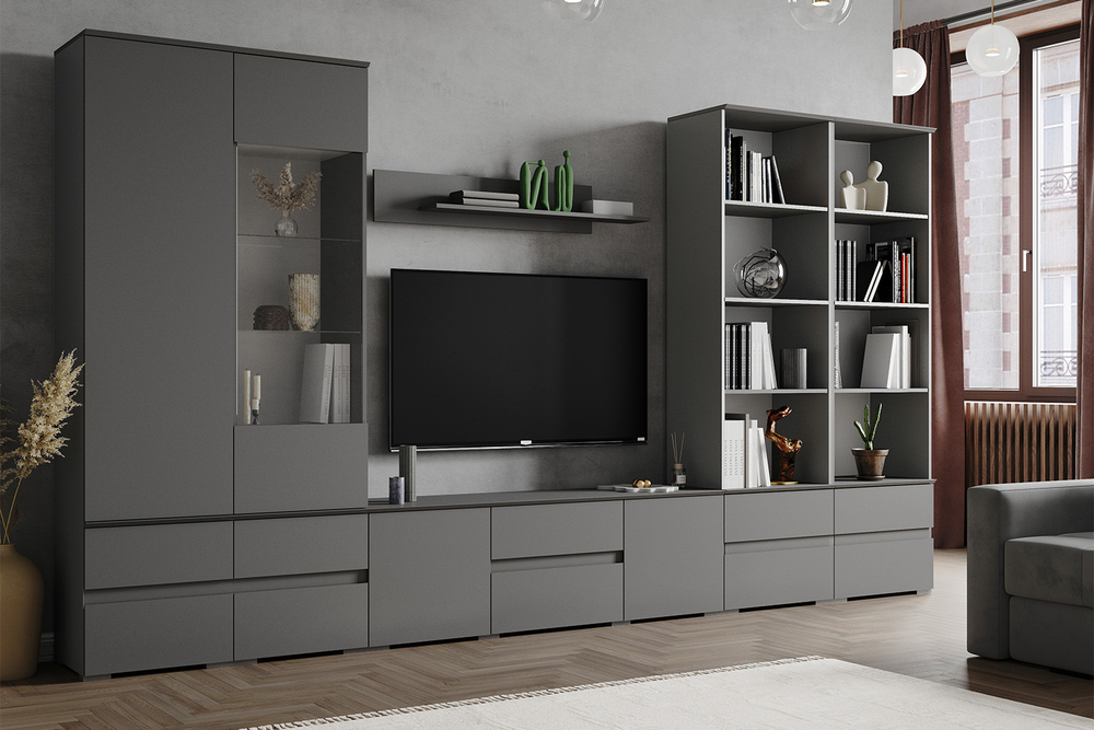 Тумба под телевизор Плейона, Графит серый