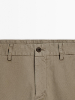 Massimo Dutti Брюки из рельефного 100% хлопка, зеленый