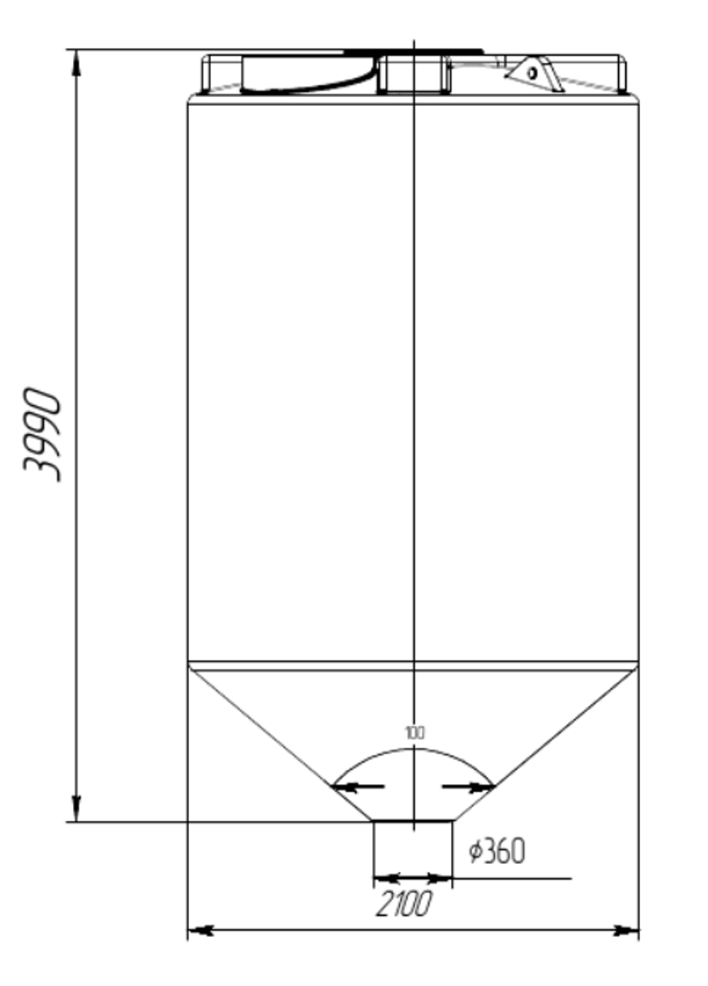 Бункер 11500л усиленный Политим 11500 л.(2100x2100x3990см;красный) - арт.560770