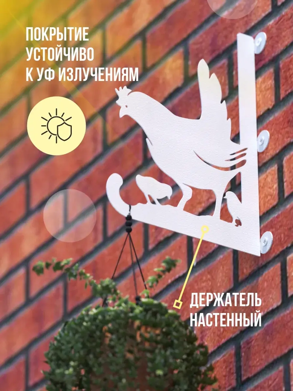Кронштейны для кашпо Курица и Петух-2 шт белые