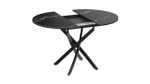 Стол кухонный обеденный круглый раздвижной Черный муар/Стекло глянцевое белое 100(132)х75х75 см