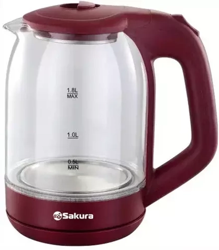 Чайник электр. SA-2736R 1,8л стекло подсветка