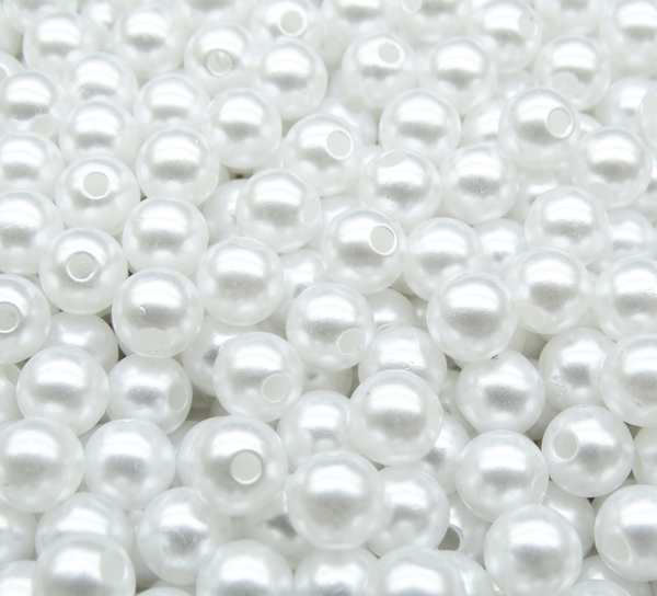 БА001НН8 Акриловые бусины круглые, цвет: белый, размер: 8 мм, 25 гр.