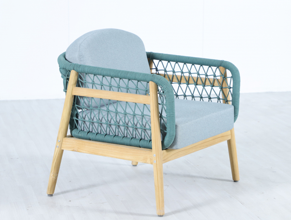 Кресло деревянное с подушками Tagliamento Cambria, натуральный, мальмо