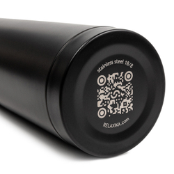 Термос Relaxika 101 (1 литр), черный (стикерпак "Красоты России")