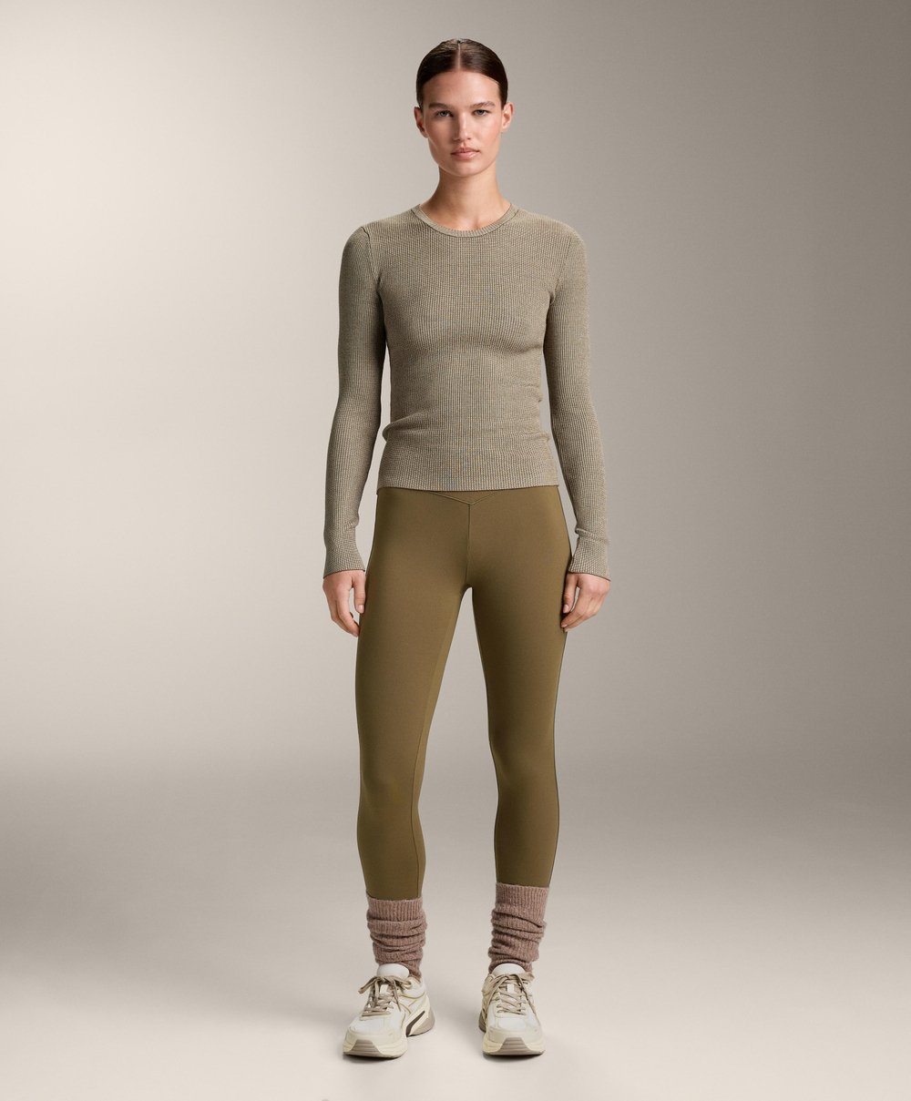 Oysho Футболка Base layer из трикотажа с рельефным узором, оливково-зеленый