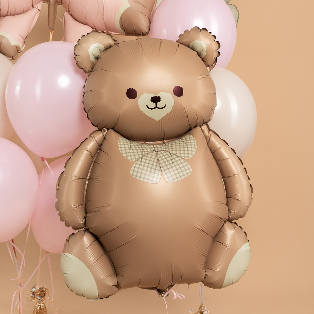 Фигура Мишка с бантом, Коричневый, Сатин 35" Fl