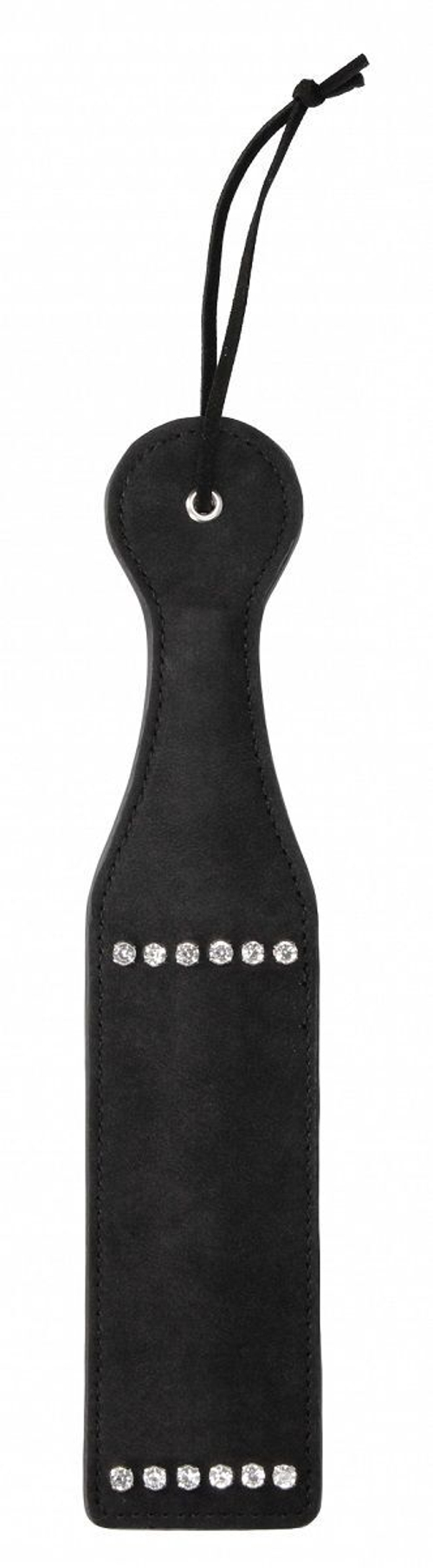 Черная гладкая шлепалка Diamond Studded Paddle - 30,5 см.
