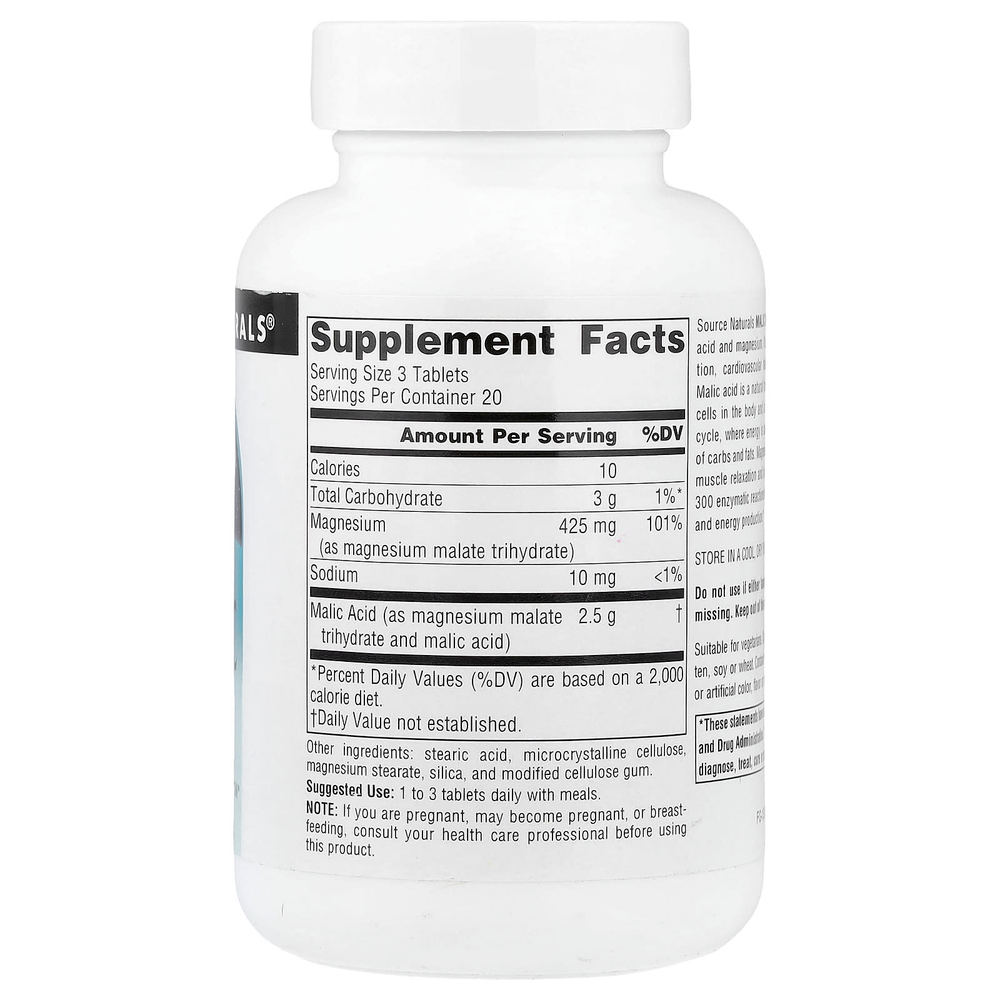 Source Naturals, яблочная кислота, 60 таблеток