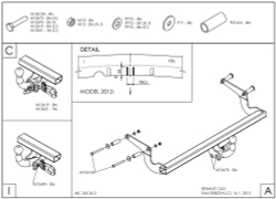 Фаркоп оцинкованный Galia R080A для Renault Clio хетчбек 2005-2012, 2012-(паспорт и сертификат в комплекте)(без электрики)