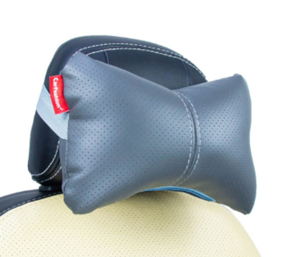 Подушка на подголовник CarFashion -«Экокожа» (1шт) - 41139 -Эко кож серый/серый перф/шов сер