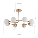 SLE220602-08 Светильник потолочный Золотистый/Белый E14 8*40W CALABRIA