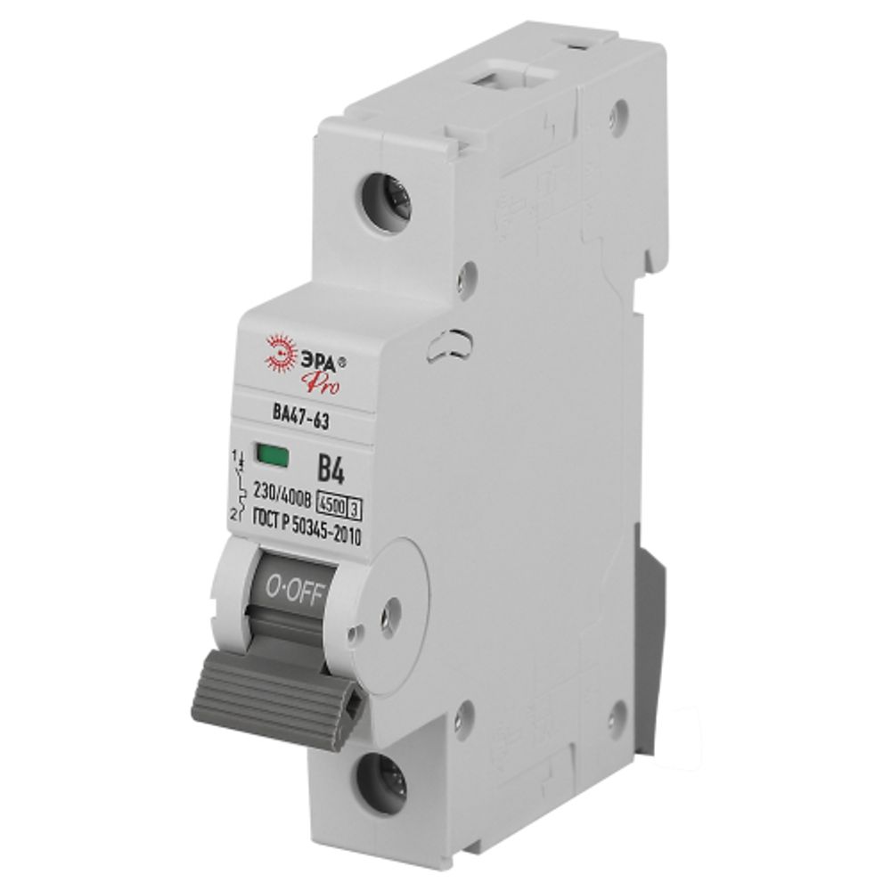 Автоматический выключатель ЭРА PRO VA63-1P04B4.5 ВА47-63 1P 4А кривая B 4,5кА | Модульные автоматические выключатели