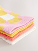 Носки хлопковые для девочки Next AT4-456, 4 шт., Розовый, Желтый, Белый