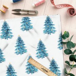 Ткань шелк Армани синие ёлки