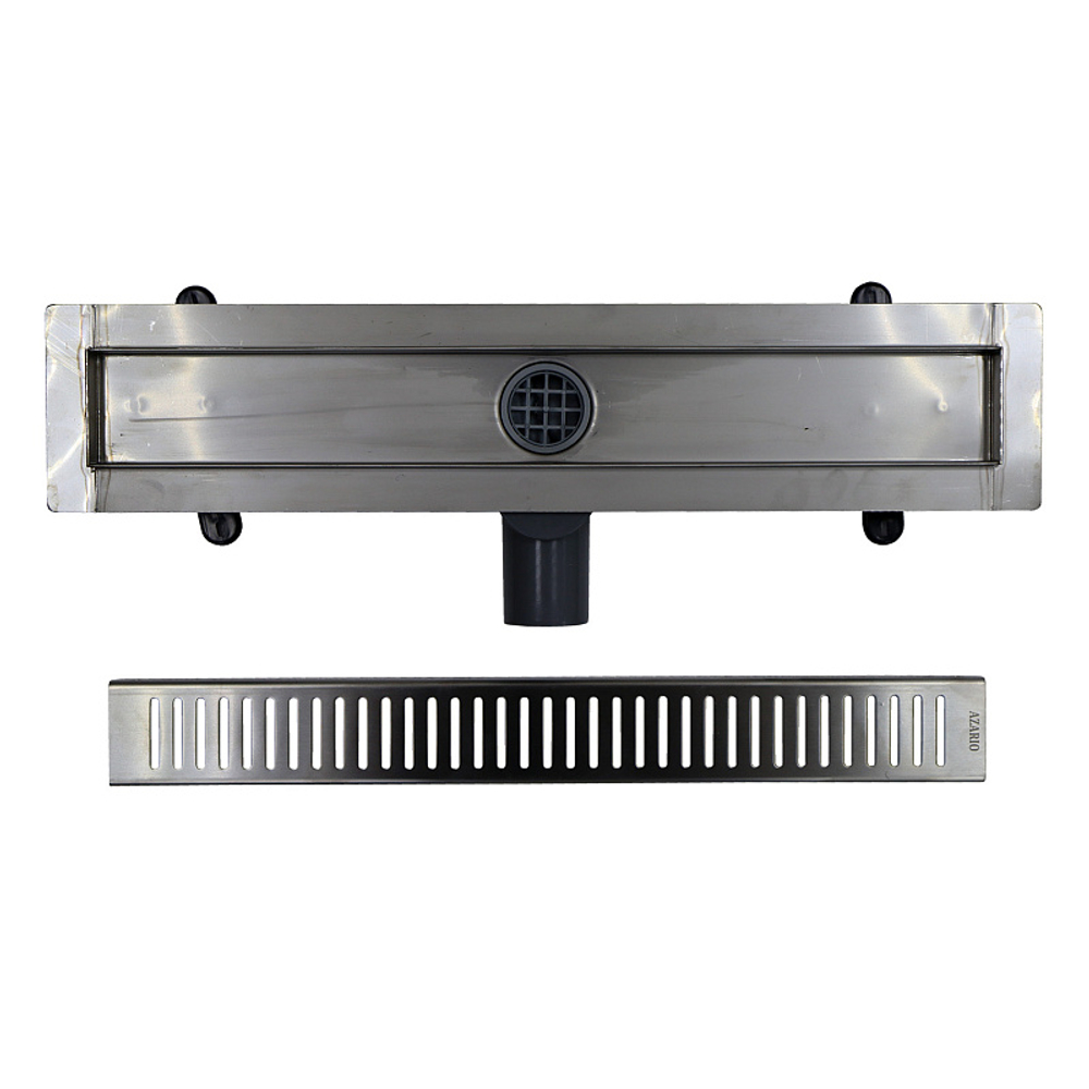 Душевой лоток AZARIO STICK 900 мм, боковой слив D50, нержавеющая сталь, перфорированная решетка (AZPP01-90 Stick)