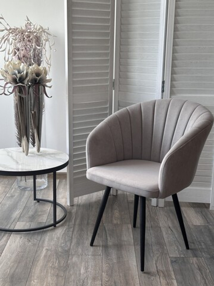 Стул М-City DISAUR Мишель поворотный на поворотный на 360 градусов, B22 Серый, Велюр, Черный каркас