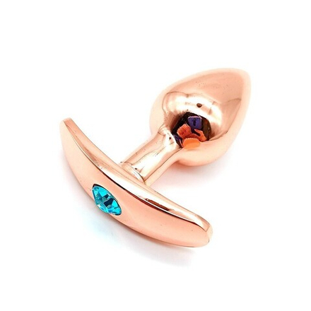 Анальный плаг со стоппером-лодочкой и кристаллом цвета тиффани - 7 см