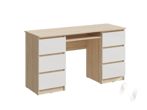 Стол 6 ящиков МС Челси (дуб сонома/белый глянец холодный)
